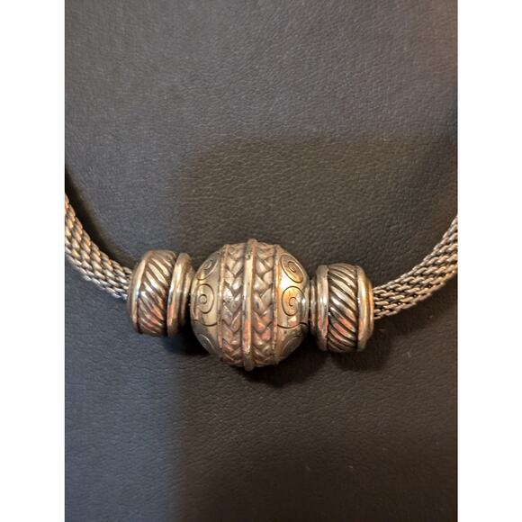 Brighton Bali Ball Bead Mesh Chain Silver Tone Necklace - Picture 2 of 9
